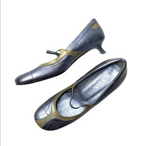 Prada | Y2K Vintage 2000’s Metallic Mary Jane Sport Kitten Heel 36.5